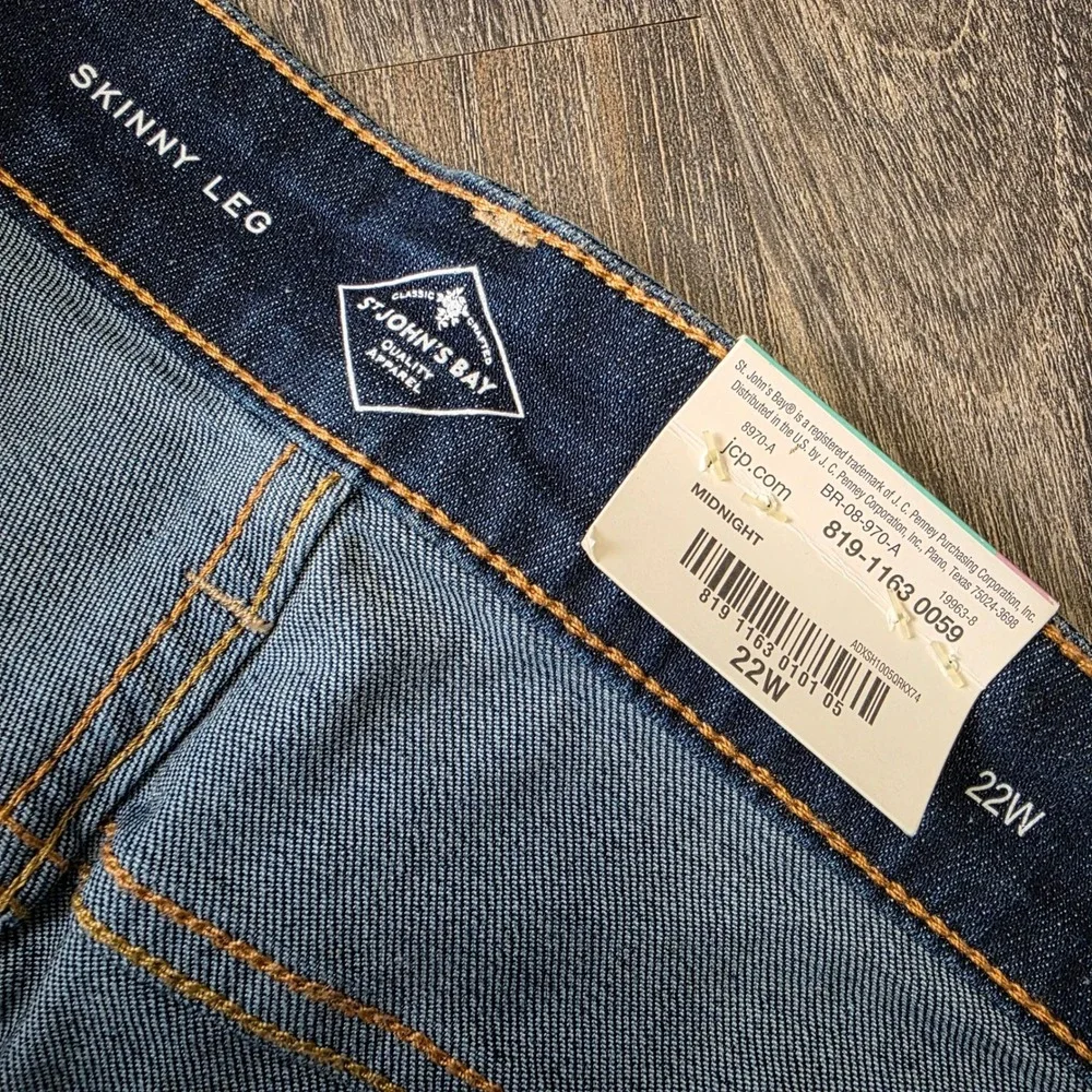 St Johns Bay Skinny Ankle Jeans Womens 22W Dark Wash Secretly‎ Slender Slimming